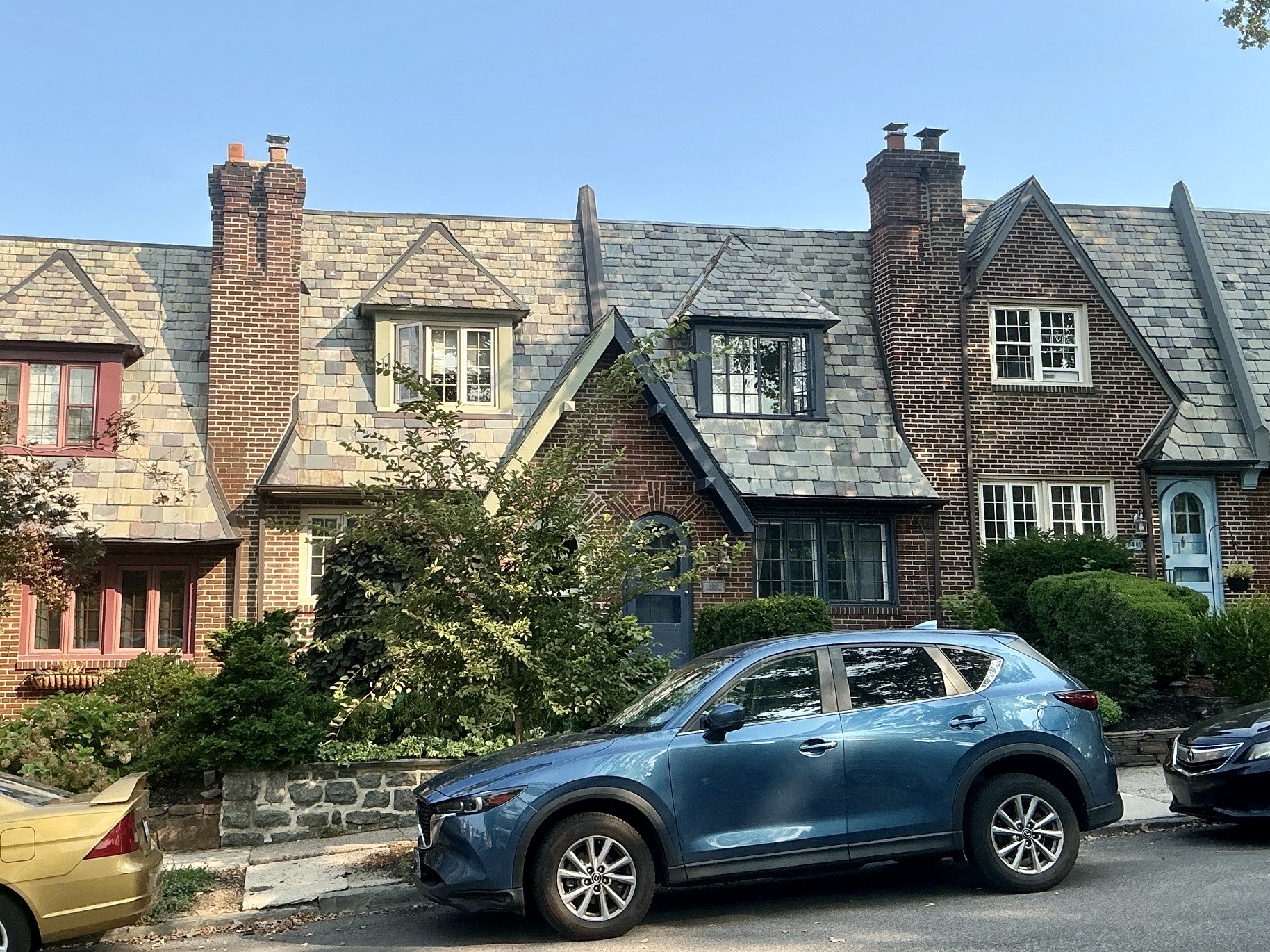 Home inspection by Joe Topper — brick Tudor rowhome with slate roof and dormers in East Falls, Philadelphia
