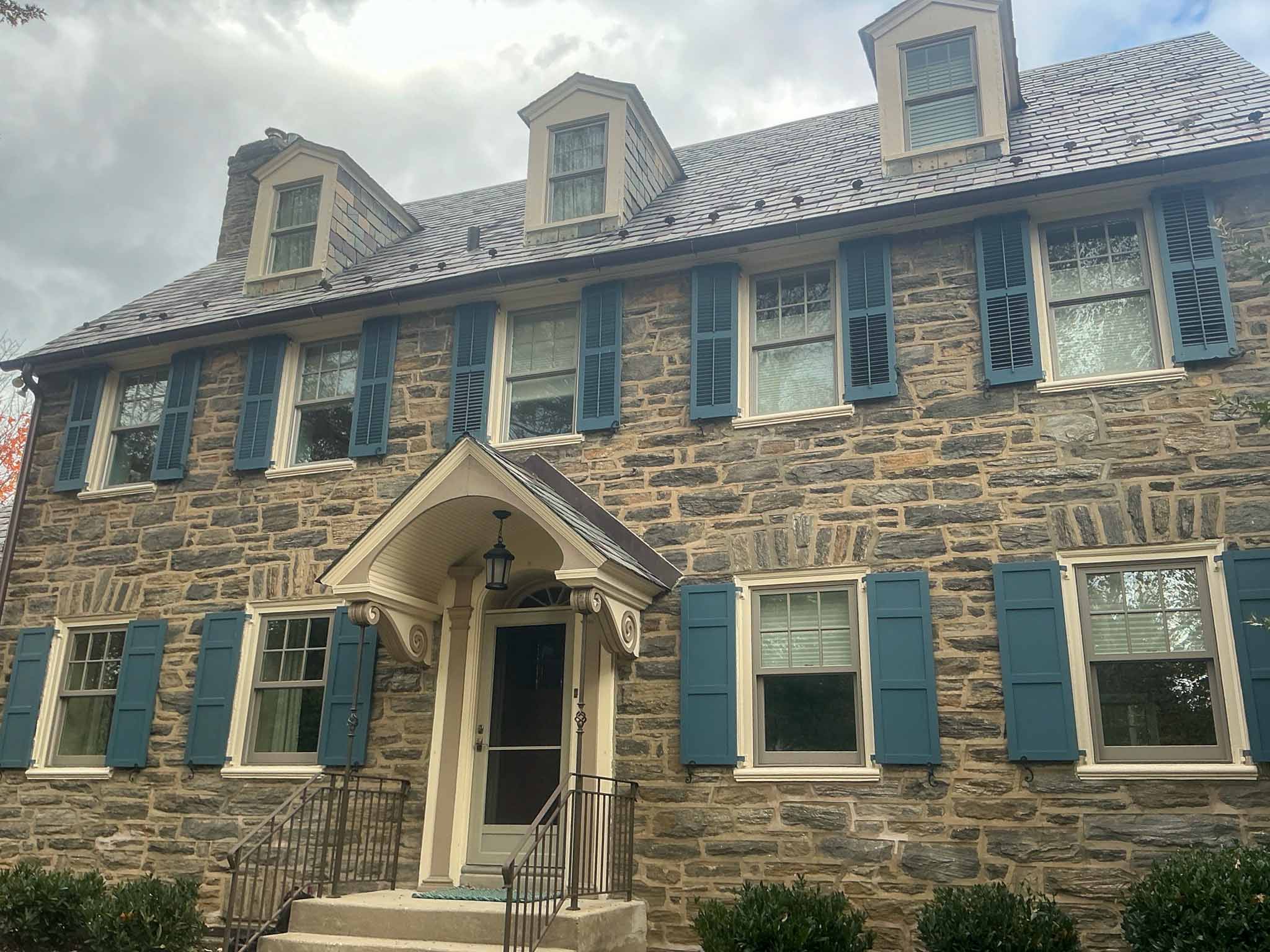 ValueGuard home inspection — stately Wissahickon stone Colonial Revival with three dormers in Mt. Airy Philadelphia