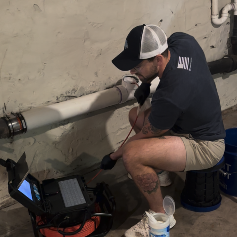 Still from a ValueGuard sewer scope camera showing the inside of a home's sewer lateral