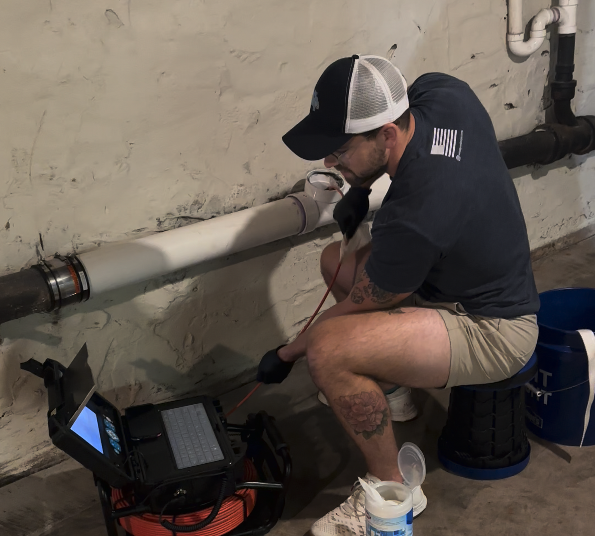 Still from a ValueGuard sewer scope camera showing the inside of a home's sewer lateral