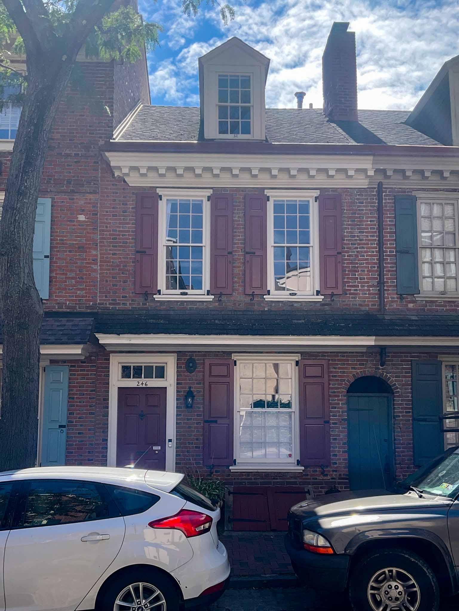 ValueGuard home inspection — 1700s Colonial brick rowhome with dormer and pent eave, Society Hill Philadelphia