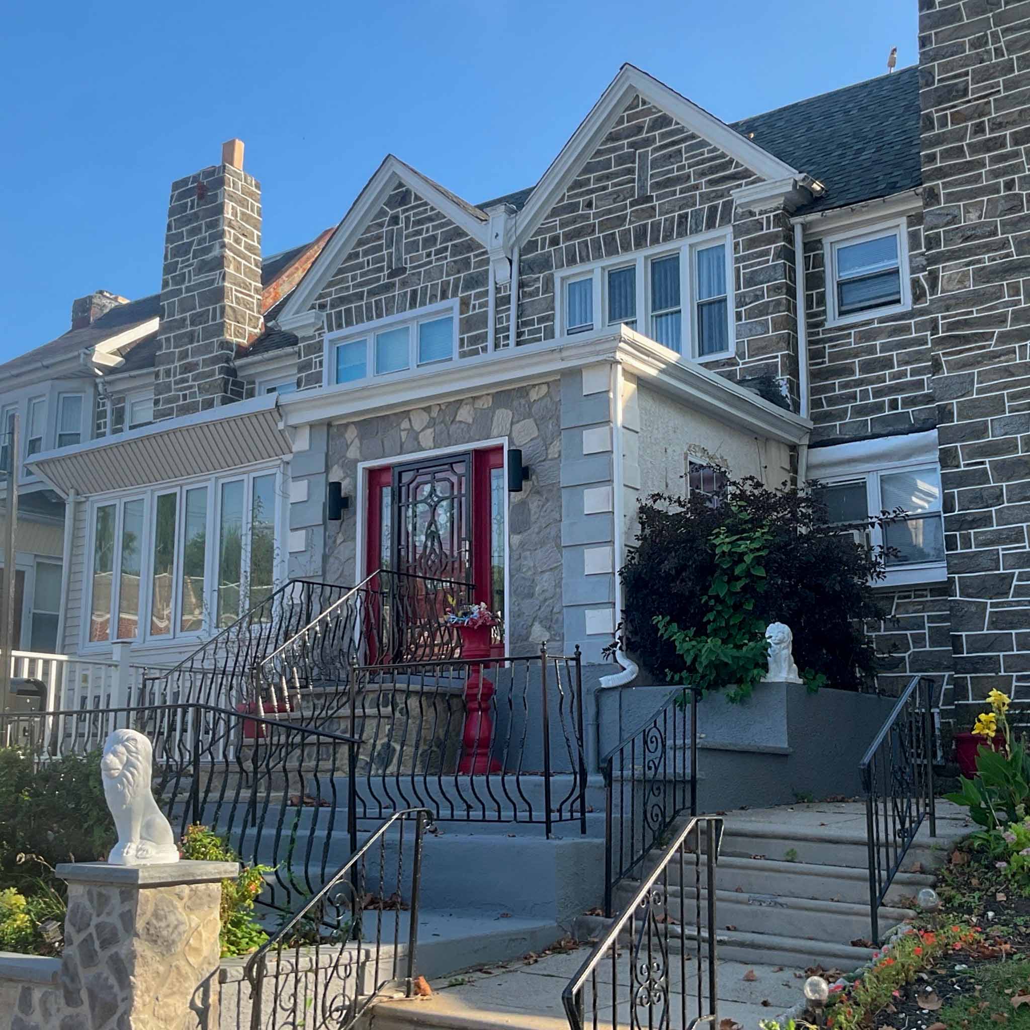 ValueGuard home inspection — Wissahickon stone twin home with gabled dormers in Overbrook Philadelphia