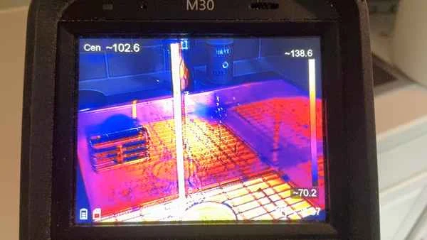 Thermal imaging camera showing excessive domestic hot water temperature during a home inspection